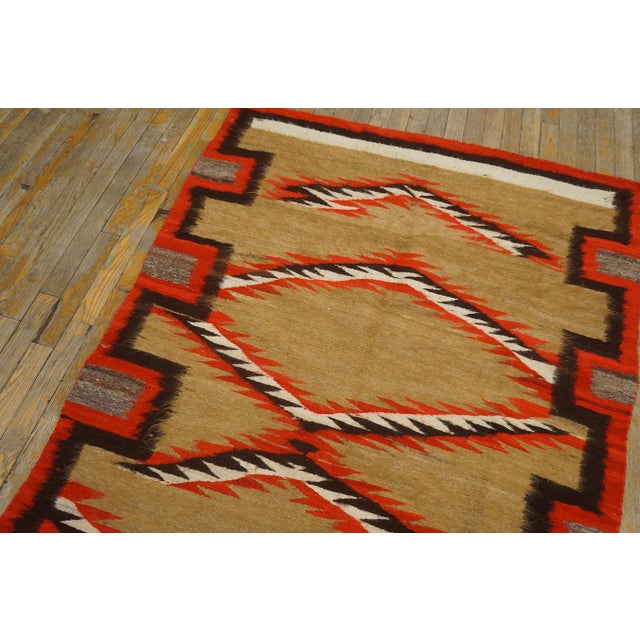 Awesome Tan Camel Color and Geometric Design Antique Navajo Rug For Sale - Image 9 of 9