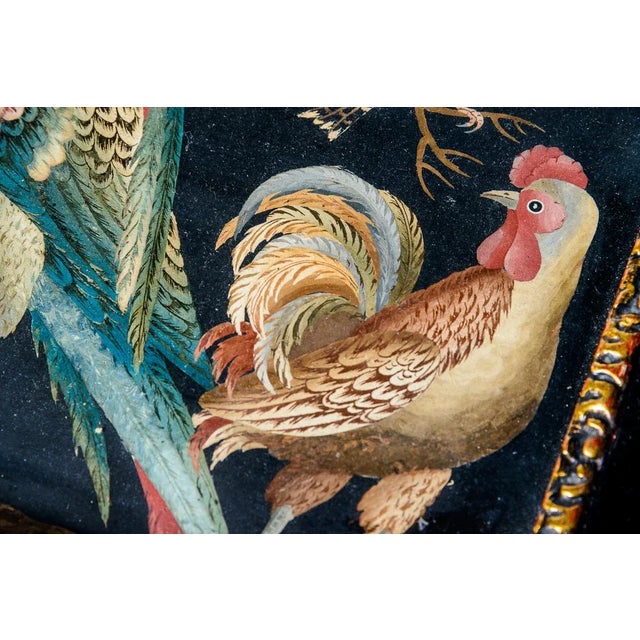 Black Pair French Drinks Table Faux Bamboo With Painted Birds Under Glass For Sale - Image 8 of 12