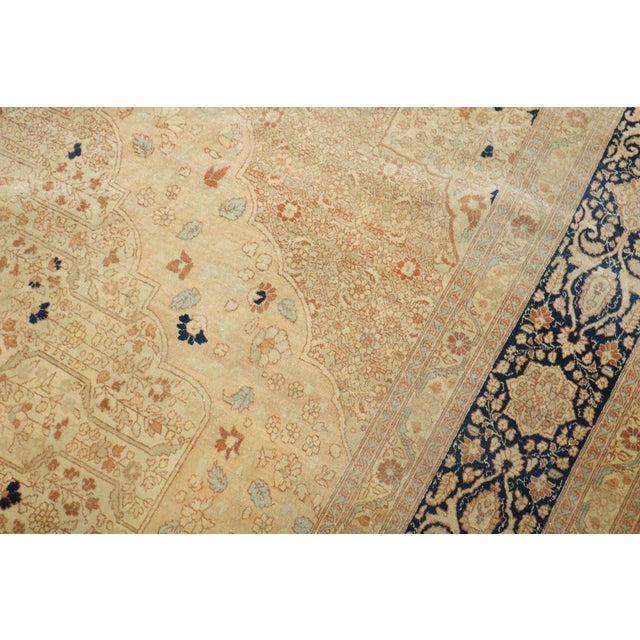 Brown Antique Zabihi Collection Ivory Hadji Jal Li Tabriz Rug - 8'11" x 12' For Sale - Image 8 of 12