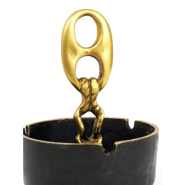 Black Modernist Brass Maritime Ashtray, Austria, 1950s For Sale - Image 8 of 9