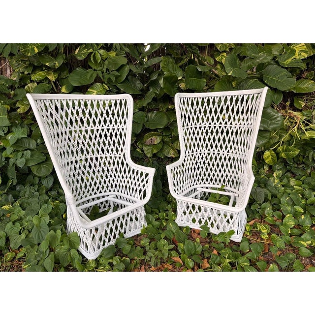 White 1970s Rattan & Bamboo Peacock Style Chairs From Disney Polynesian Hotel - A Pair For Sale - Image 8 of 11