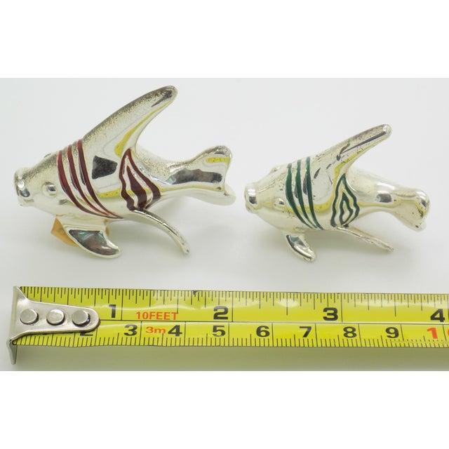 Vintage Italian Handmade Genuine Sterling Silver Enameled Tropical Fish Figurines by Ottaviani of Rome, 1980s Solid 925 Silver Marine Pair For Sale - Image 14 of 14
