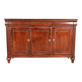 Ethan Allen British Colonial Carved Maple Sideboard Credenza or Bar Cabinet For Sale