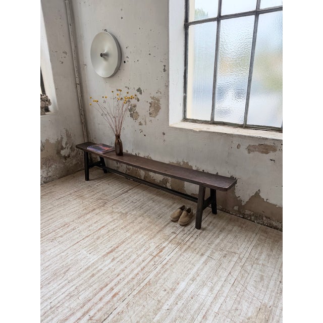 Antique Bench in Dark Patinated Pine, 1890s For Sale - Image 6 of 18