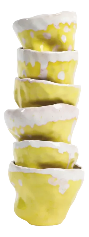 Punch Glasses Flora #2 Yellow Set by Constanza Almazàn Carrasco, Set of 6