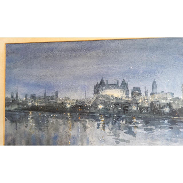 Mid 20th Century Mid-Century Night Landscape of Fantasy Albany New York Skyline For Sale - Image 5 of 12