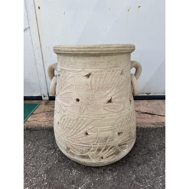 Triangular Terracotta Jar with Engravings For Sale - Image 3 of 14