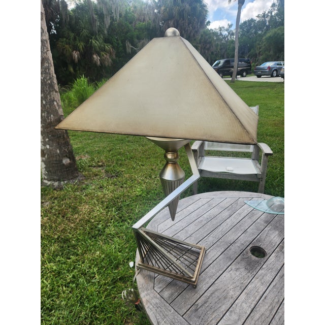 1950s Mid-Century Modern Atomic Brutalist Majestic Lamp Set ~ Original Fiberglass Shades For Sale - Image 13 of 18