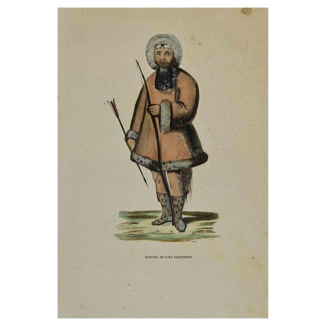 Auguste Wahlen, Naturel de l'Ile Saritcheff, Lithograph, 1844 For Sale