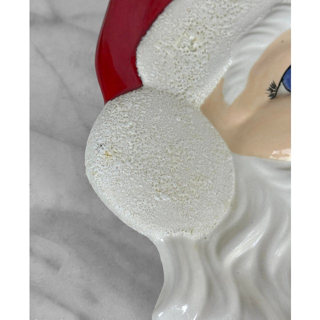 Vintage 14" Christmas Studio Pottery Santa Face Centerpiece Cookie Platter For Sale - Image 9 of 9