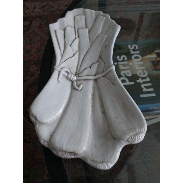 Mid 20th Century Italian Majolica Leek Vegetable Decorative Plate or Spoon Rest For Sale - Image 5 of 10