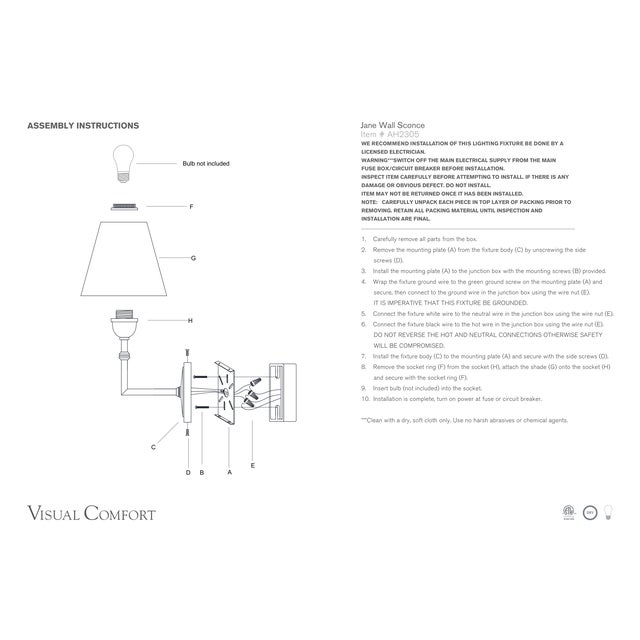 Transitional Alexa Hampton for Visual Comfort Signature Jane Wall Sconce in Polished Nickel with Linen Shade For Sale - Image 3 of 3
