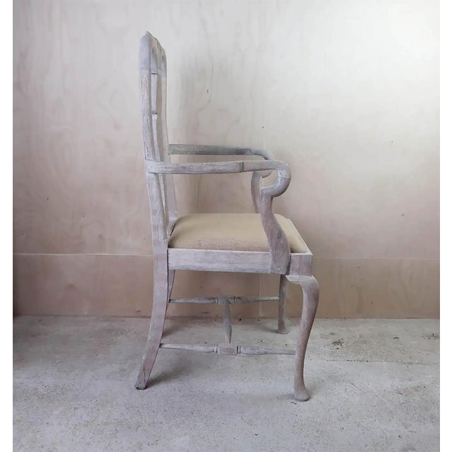 1920s Vintage Gustavian Style Armchair in Limed Oak, 1920 For Sale - Image 5 of 7