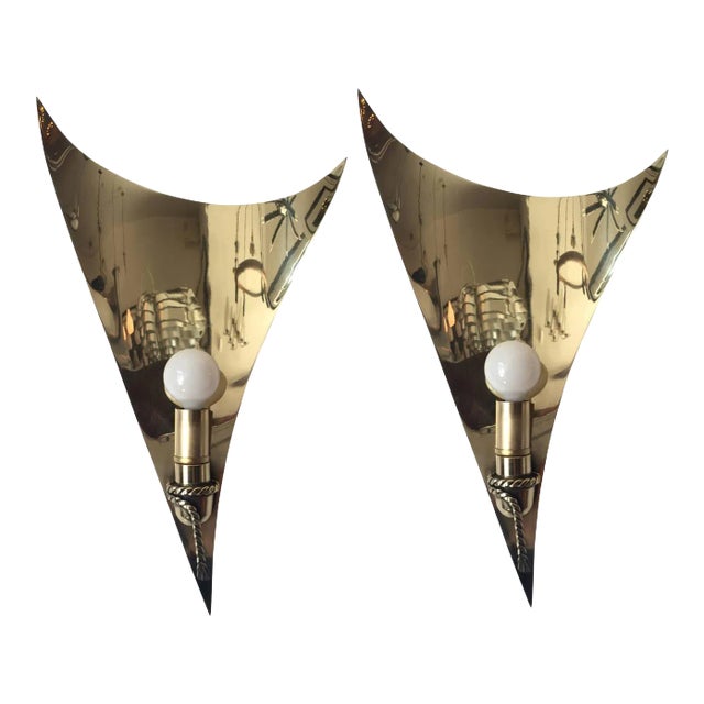 Large 1970s French Sculptural Sconces - a Pair For Sale