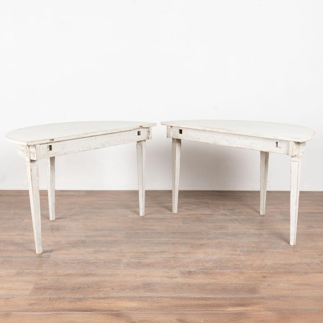 19th Century Swedish White Demi Lune Console Tables For Sale - Image 12 of 12