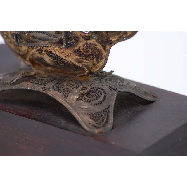 Wood Silver Filigree Caravel with Wooden Base For Sale - Image 7 of 8