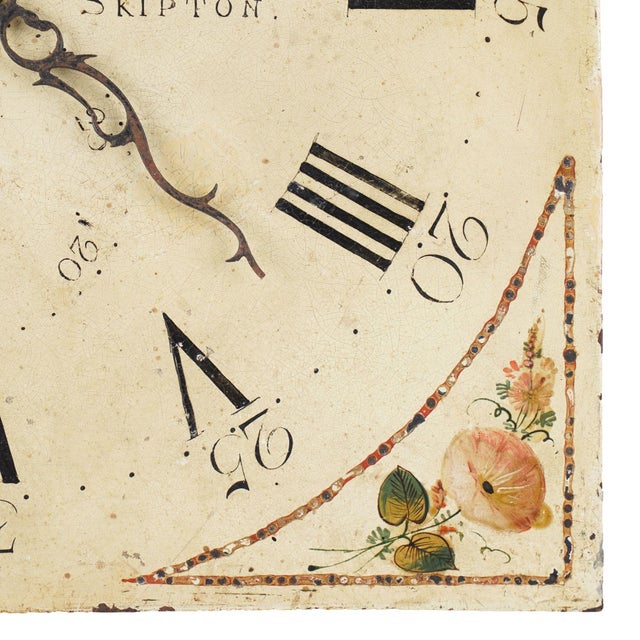 Japanned Steel Clock Face With English Roses by Edmund Sagar, 1793-1805 For Sale In Chicago - Image 6 of 8