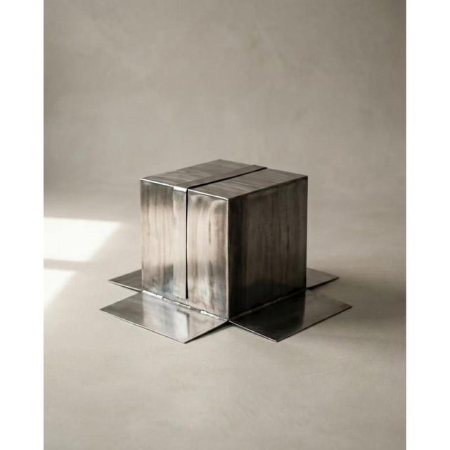 Shipping box coffee table in stainless steel by metalmorphosis studio dimensions: d 35 x w 35 x h 35 cm. Materials:...