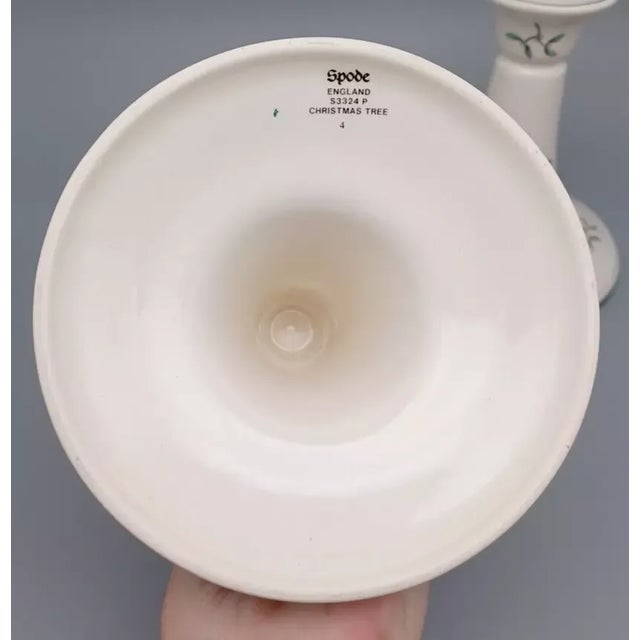 Traditional Vintage Spode Christmas Tree Candle Holders-Set of 2 For Sale - Image 3 of 4
