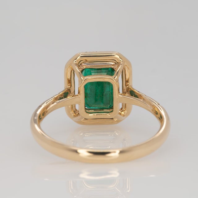 Metal 1.6Ct Aaa Zambian Emerald Ring With Natural Diamonds Accents: Solid 14k Gold, Size 6.75 For Sale - Image 7 of 8