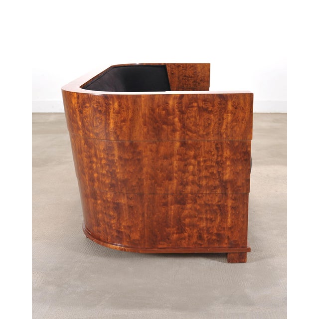 Wood Leon Rosen Art Deco Style Burlwood Waterfall Sofa Settee For Sale - Image 7 of 18