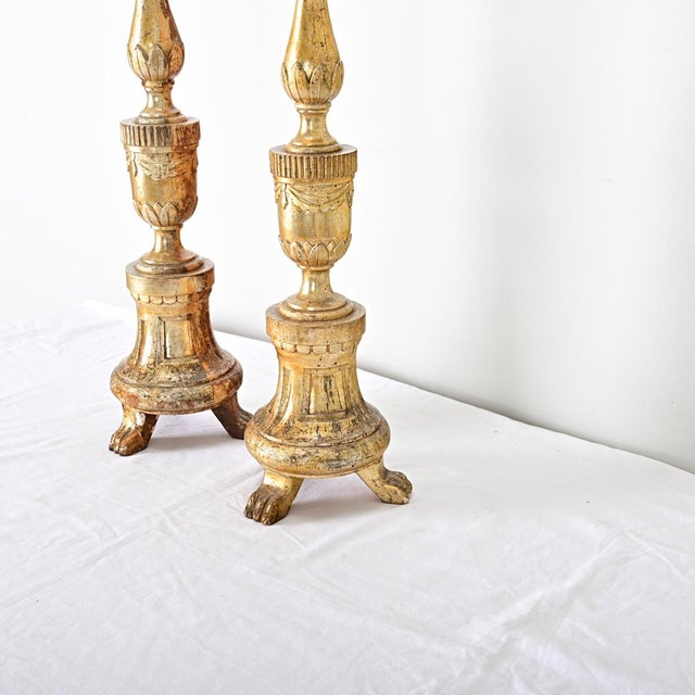 French Pair of 18th Century Gilt Candlesticks For Sale - Image 10 of 13