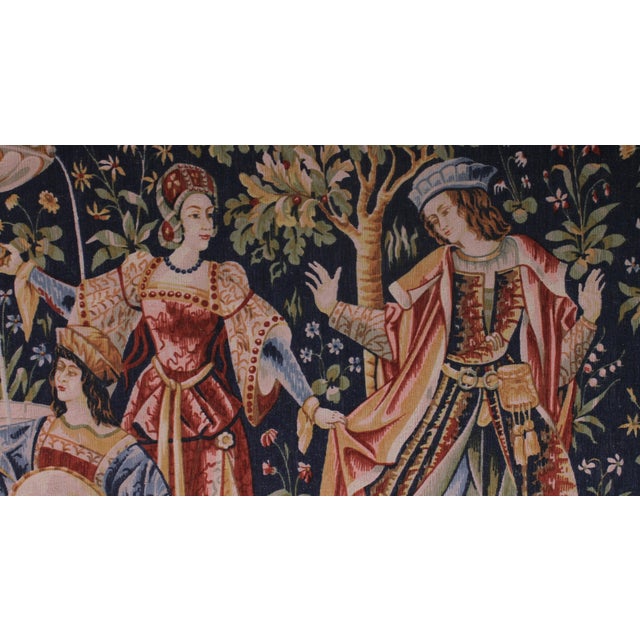 Brown Mille-Feuille and a Village Festival Concert at the Fountain Tapestry, 1930s For Sale - Image 8 of 10