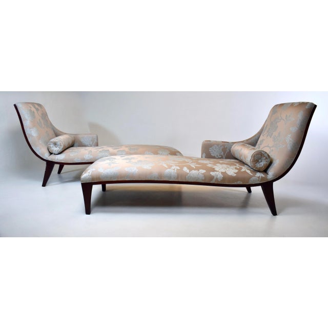 Wood Stickley Brothers Neoclassical Chaise Lounge, Mahogany Upholstery, Usa For Sale - Image 7 of 12