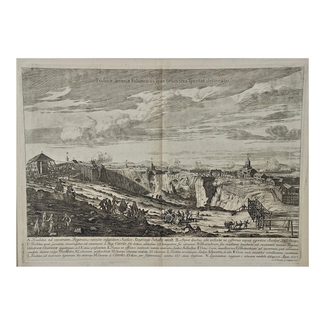 An Antique Engraved View of Copper Mining in Sweden in the 17th C. By Dahlberg, 1705 For Sale