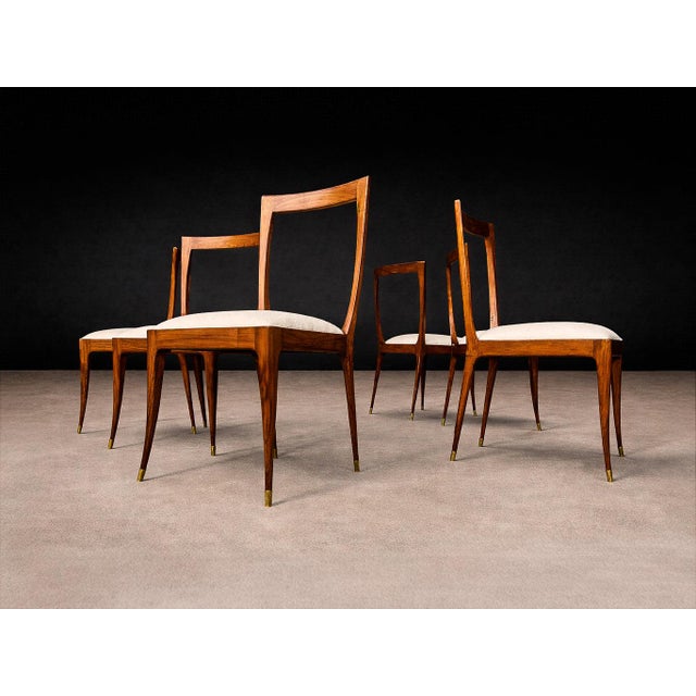 Set of Six Sculptural Dining Chairs in Caviuna & Bouclé by Giuseppe Scapinelli, Brazil, 1950s For Sale - Image 9 of 16
