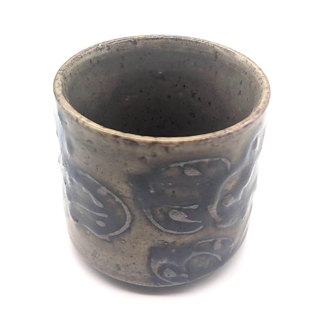 Olive Vintage Otagiri "Sandhill Crane" Glazed Stoneware Bowl & Sake or Tea Cup For Sale - Image 8 of 10