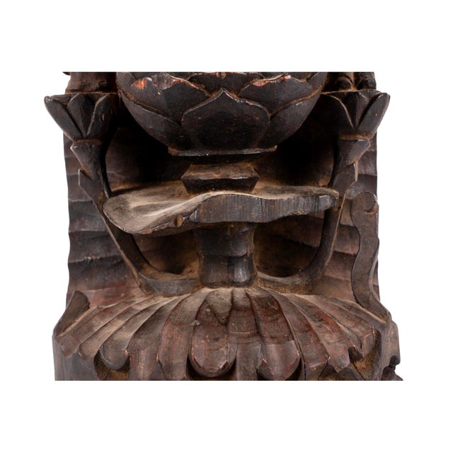19th Century Chinese Qing Dynasty Carved Wood Guanyin Sculpture With Attendants For Sale In Denver - Image 6 of 8