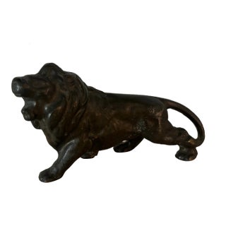Antique English Cast Bronze Lion For Sale