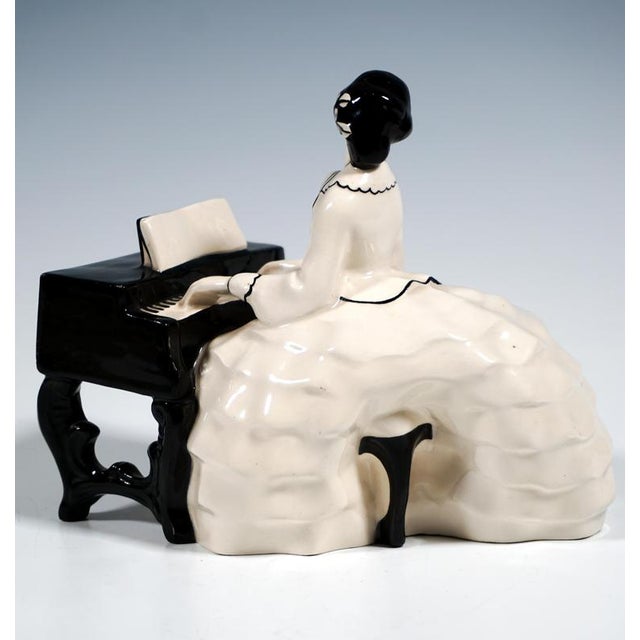 Piano Lady Crinoline at a Spinet attributed to Bertold Loeffler for Vienna Ceramics, 1913 For Sale - Image 3 of 7