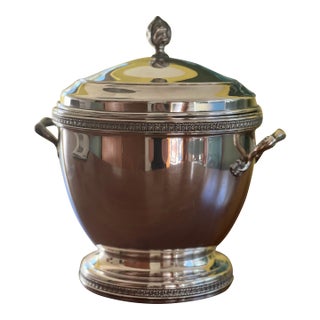 Vintage Silver-Plated Ice Bucket With Glass Liner For Sale