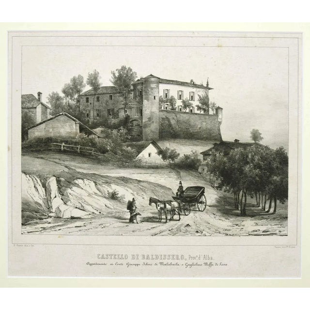 'Castel'' is an original lithograph on paper, realized by Francesco Gonin in 1880. Good conditions. The artwork represents...