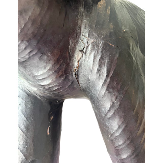 Monumental 47” Vintage Leather Elephant Sculpture – Distressed For Sale - Image 13 of 16