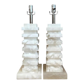 Vintage Stacked Stone Table Lamps - Pair For Sale