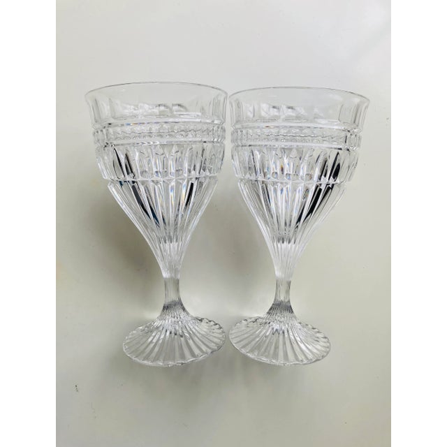 Glass Contemporary Mikasa "Titan" Pattern Cut Crystal Wine Glasses- Set of 2 For Sale - Image 7 of 7