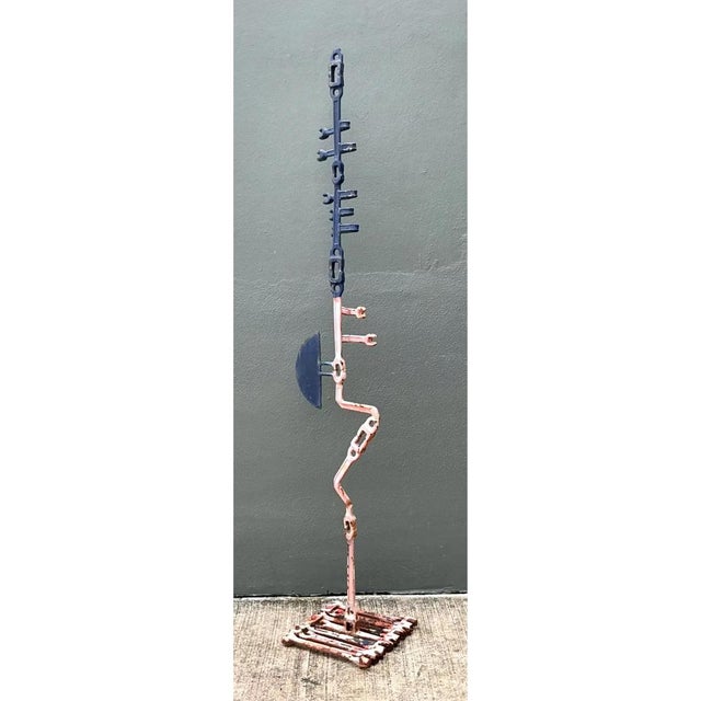 Blue Vintage Industrial Welded Wrench Metal Sculpture For Sale - Image 8 of 12