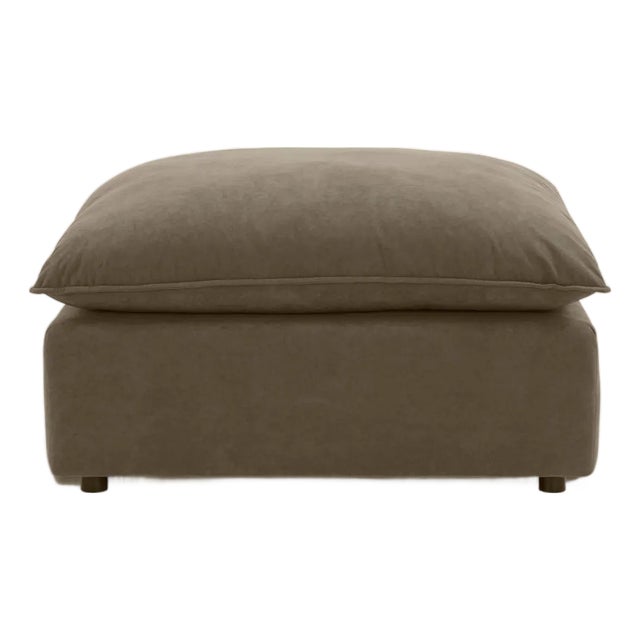 2020s Cali Chocolate Brown Performance Velvet Ottoman For Sale - Image 5 of 5