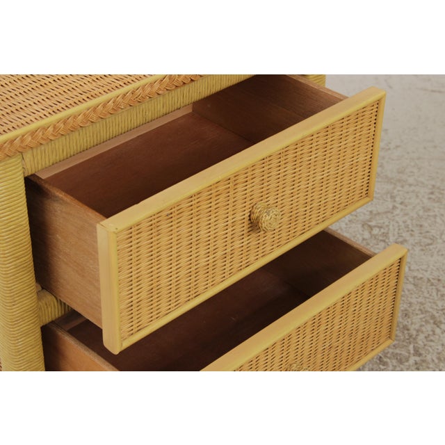 Brown Pair Lexington Henry Link Wicker Nightstands For Sale - Image 8 of 17