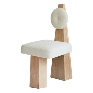 Christian Siriano Lula Chair in Natural Maple & Ivory Bouclé For Sale