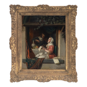 'The Lover's Duet, 1854' by Adrien Ferdinand De Braekeleer, Dutch Interior Scene, Bach Trinity, Violin, Romance, Guitar