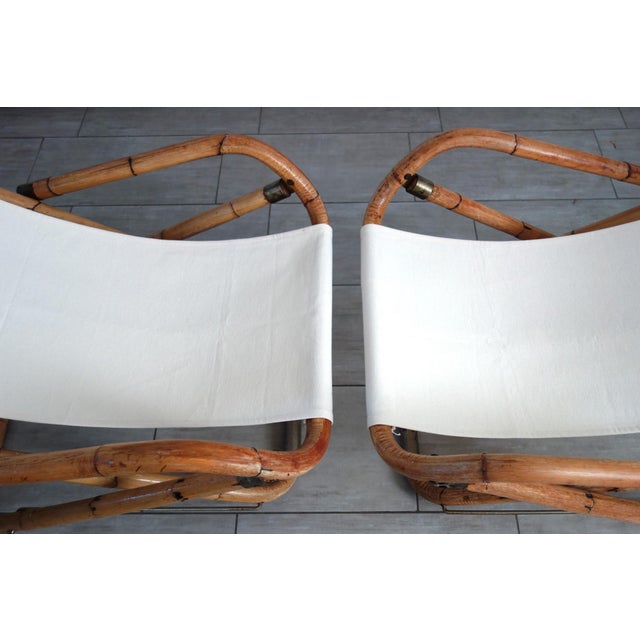 Folding Bamboo and Brass Deck Chairs, Italy, 1960s, Set of 2 For Sale - Image 10 of 16