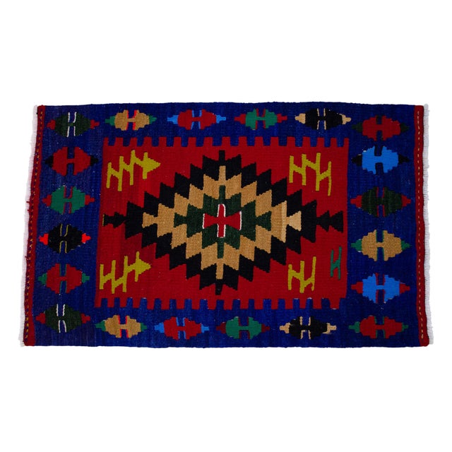 1990s 1990s Handmade Rug Colorful Kilim Small Rug 2x3 Ft Approx For Sale - Image 5 of 13