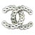 Chanel Silver CC Mother of Pearl Button Brooch For Sale