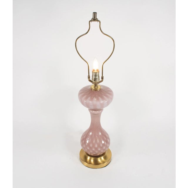 Vintage Mauve Hobnail Murano Table Lamp Attributed to Barovier & Toso For Sale - Image 12 of 12