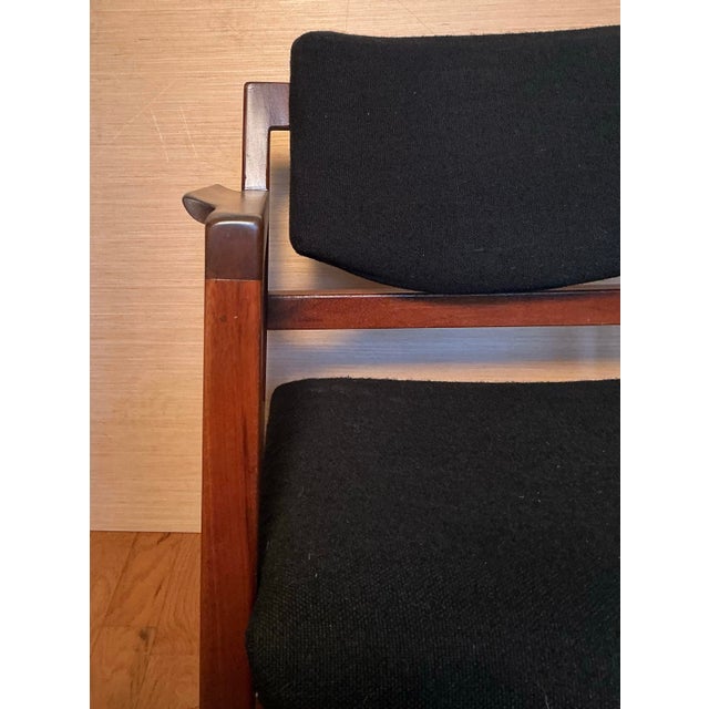 1960s Jens Risom Design Arm Chair Black Upholstery For Sale - Image 11 of 12