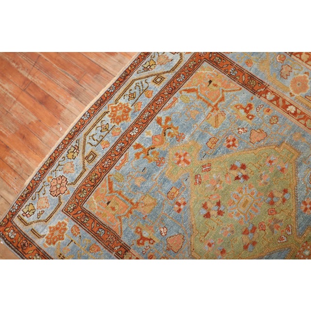 Persian Early 20th Century Zabihi Collection Persian Apple Green Sky Blue Accent Size Rug - 4'9" x 7' For Sale - Image 3 of 9